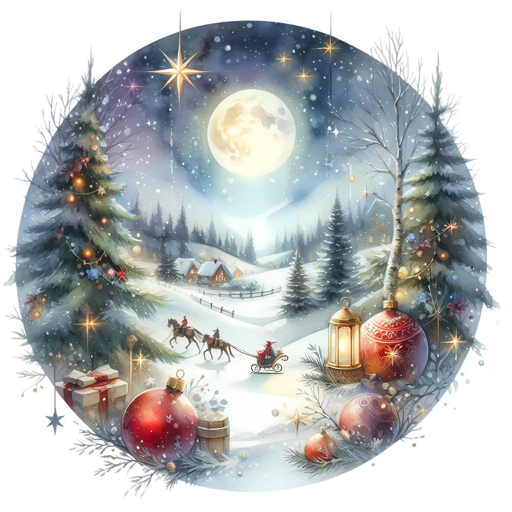 Christmas Winter Scene 21 Fabric Panel