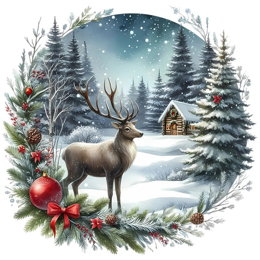 Christmas Winter Scene 9 Fabric Panel