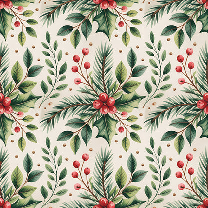 Christmas Botanical Watercolor Pattern 11 Quilting Cotton Fabric