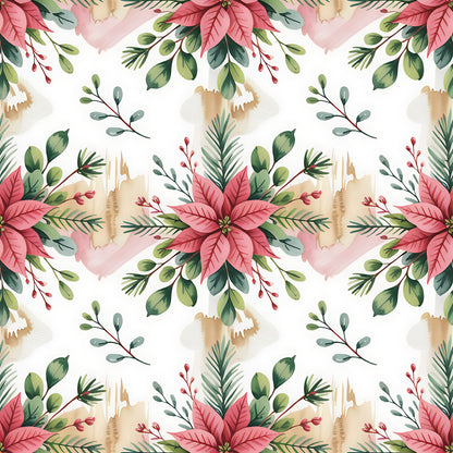 Christmas Botanical Watercolor Pattern 7 Quilting Cotton Fabric