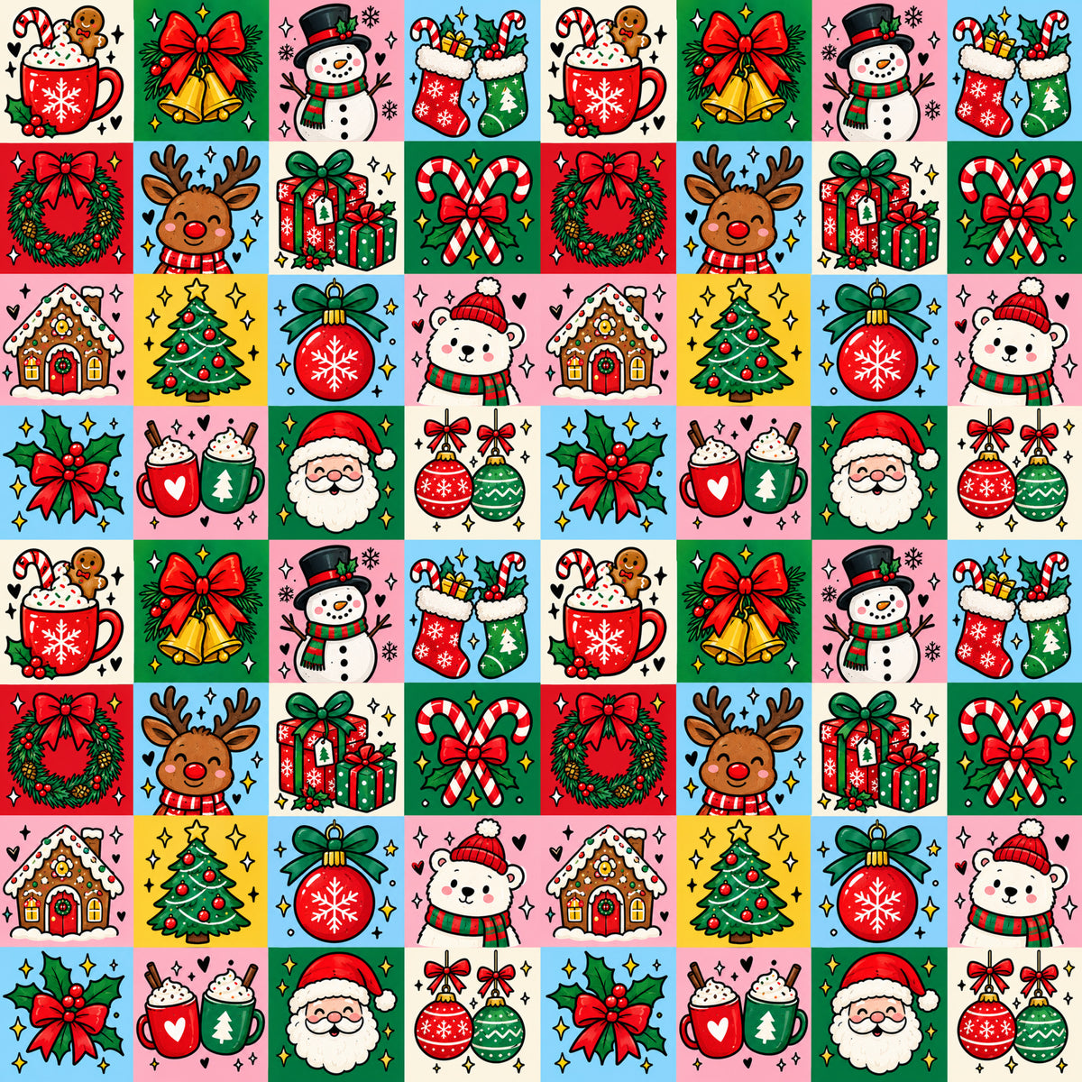 Christmas Cheer Blocks Pattern 1 Quilting Cotton Fabric