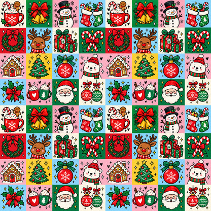 Christmas Cheer Blocks Pattern 1 Quilting Cotton Fabric