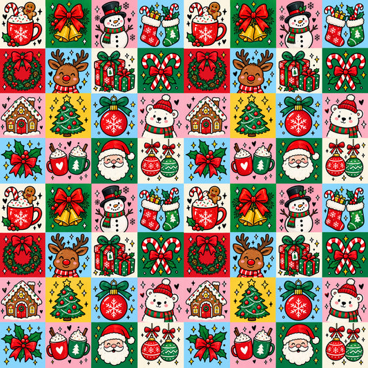 Christmas Cheer Blocks Pattern 1 Quilting Cotton Fabric