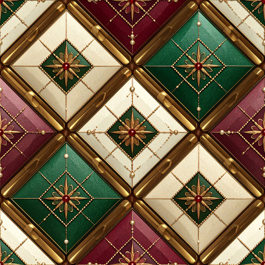 Christmas Ornament Luxe Pattern 1 Quilting Cotton Fabric