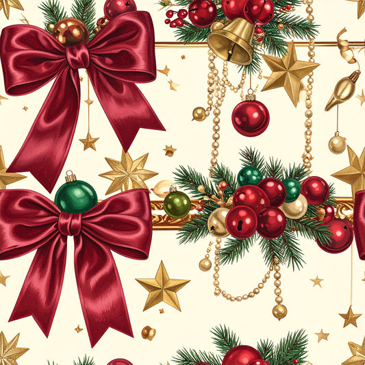 Christmas Ornament Luxe Pattern 10 Quilting Cotton Fabric