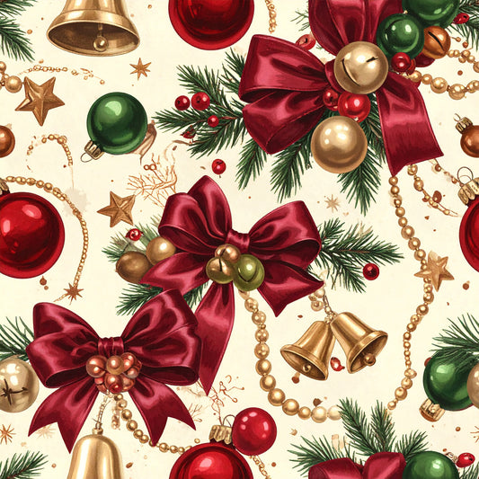 Christmas Ornament Luxe Pattern 13 Quilting Cotton Fabric