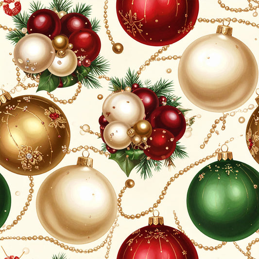Christmas Ornament Luxe Pattern 16 Quilting Cotton Fabric