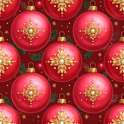Christmas Ornament Luxe Pattern 21 Quilting Cotton Fabric