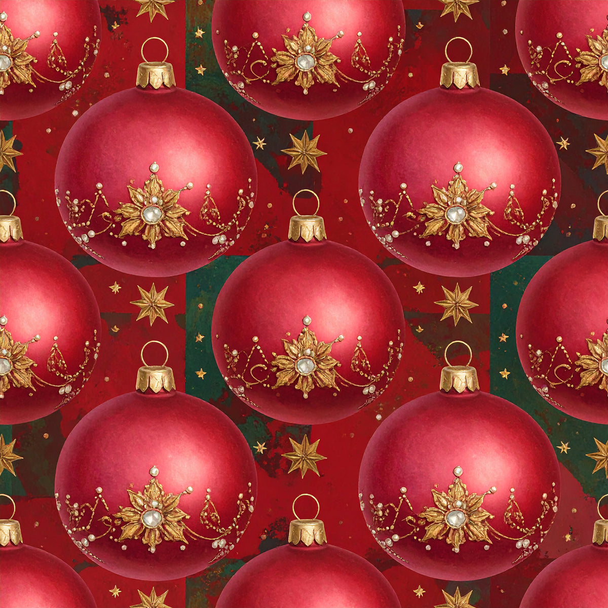 Christmas Ornament Luxe Pattern 22 Quilting Cotton Fabric
