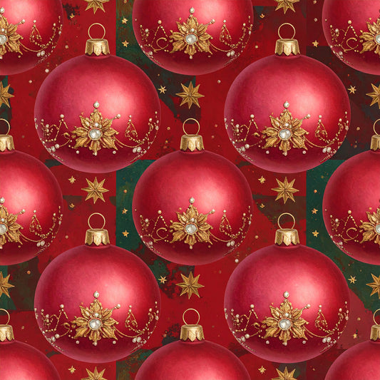 Christmas Ornament Luxe Pattern 22 Quilting Cotton Fabric