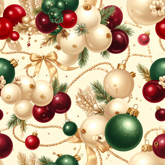 Christmas Ornament Luxe Pattern 23 Quilting Cotton Fabric