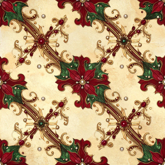 Christmas Ornament Luxe Pattern 27 Quilting Cotton Fabric