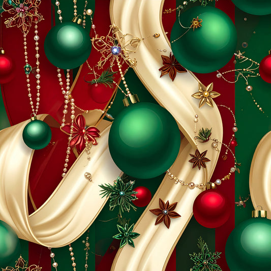 Christmas Ornament Luxe Pattern 28 Quilting Cotton Fabric