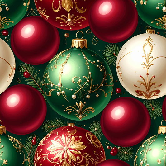 Christmas Ornament Luxe Pattern 6 Quilting Cotton Fabric