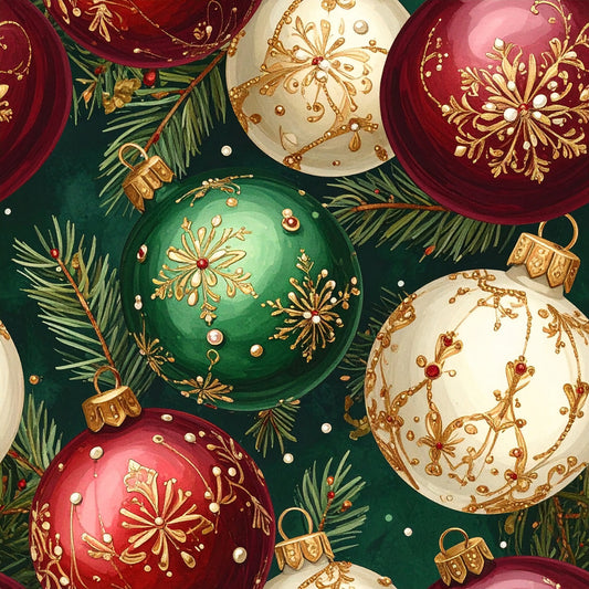 Christmas Ornament Luxe Pattern 7 Quilting Cotton Fabric