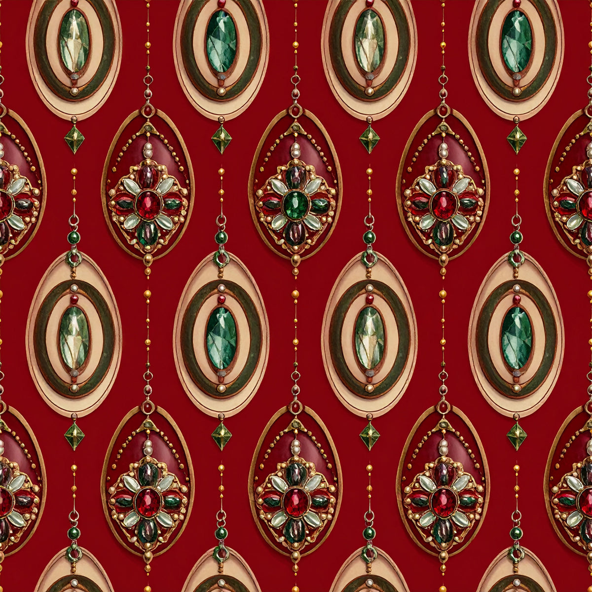 Christmas Ornament Luxe Pattern 8 Quilting Cotton Fabric