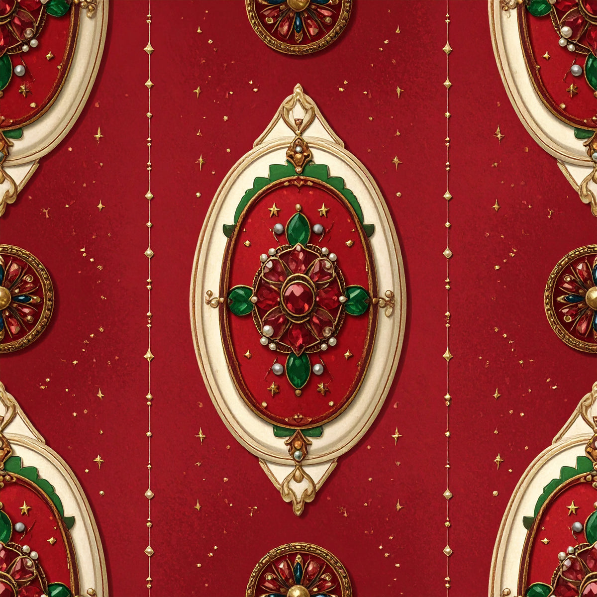 Christmas Ornament Luxe Pattern 9 Quilting Cotton Fabric