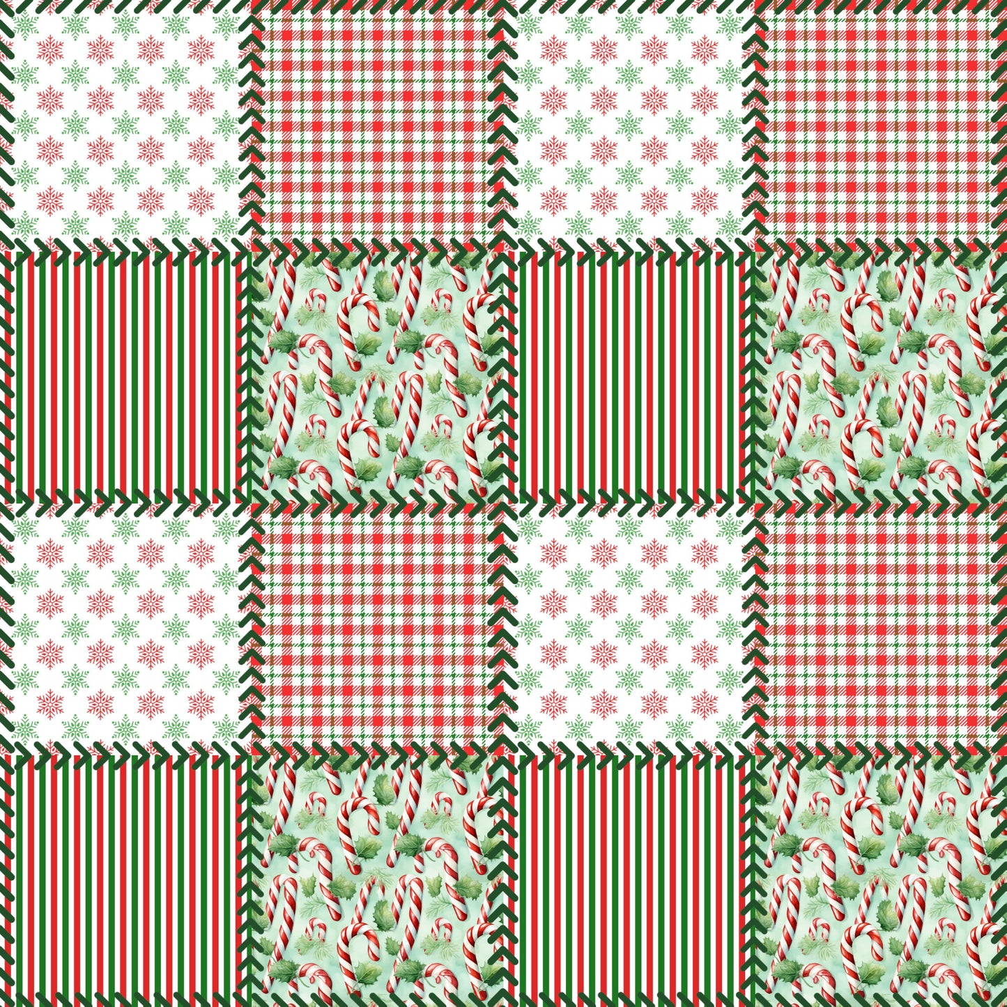 Christmas Patches Pattern 1 Quilting Cotton Fabric