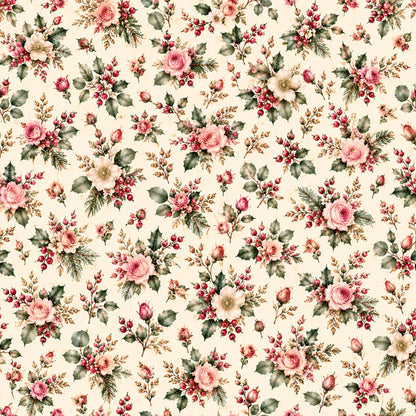 Christmas Rose Cottage Pattern 5 Quilting Cotton Fabric