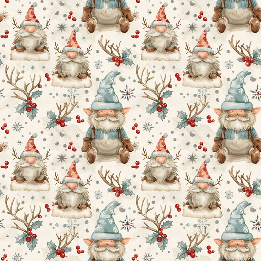 Classic Christmas Gnomes Pattern 12 Quilting Cotton Fabric