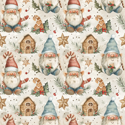 Classic Christmas Gnomes Pattern 8 Quilting Cotton Fabric