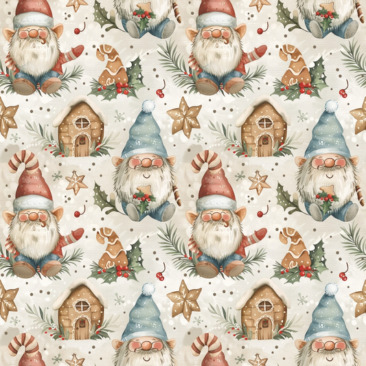 Classic Christmas Gnomes Pattern 8 Quilting Cotton Fabric