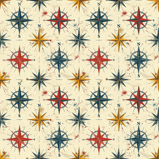 Classic Compass Rose Pattern 1 Quilting Cotton Fabric