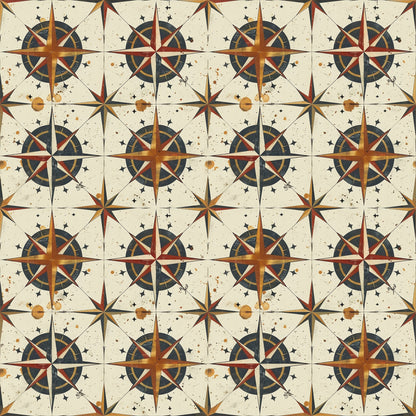Classic Compass Rose Pattern 10 Quilting Cotton Fabric
