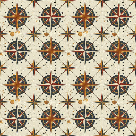 Classic Compass Rose Pattern 10 Quilting Cotton Fabric
