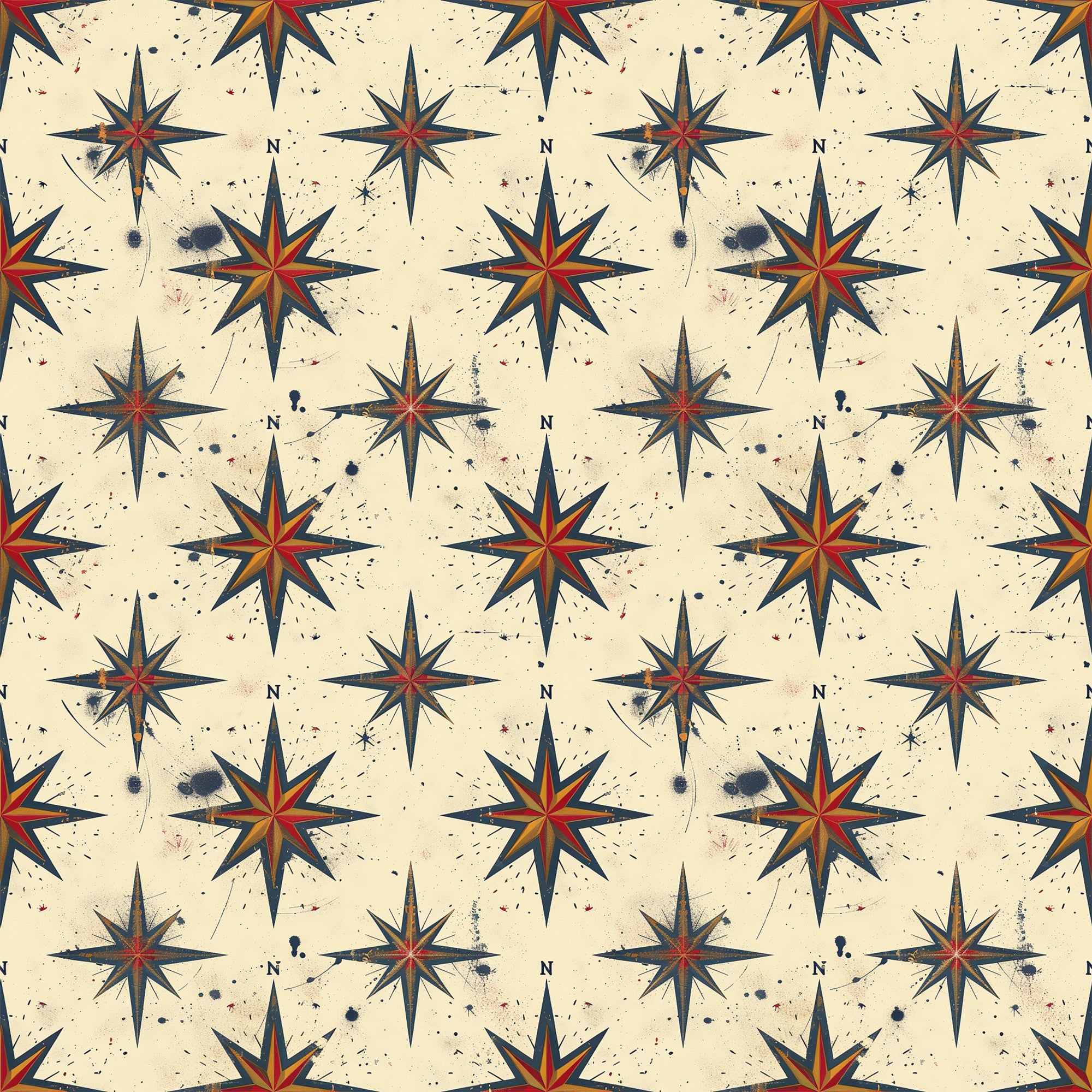 Classic Compass Rose Pattern 11 Quilting Cotton Fabric ...