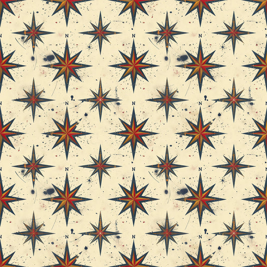 Classic Compass Rose Pattern 11 Quilting Cotton Fabric