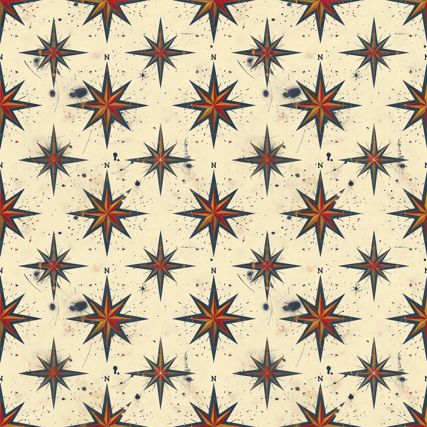 Classic Compass Rose Pattern 11 Quilting Cotton Fabric