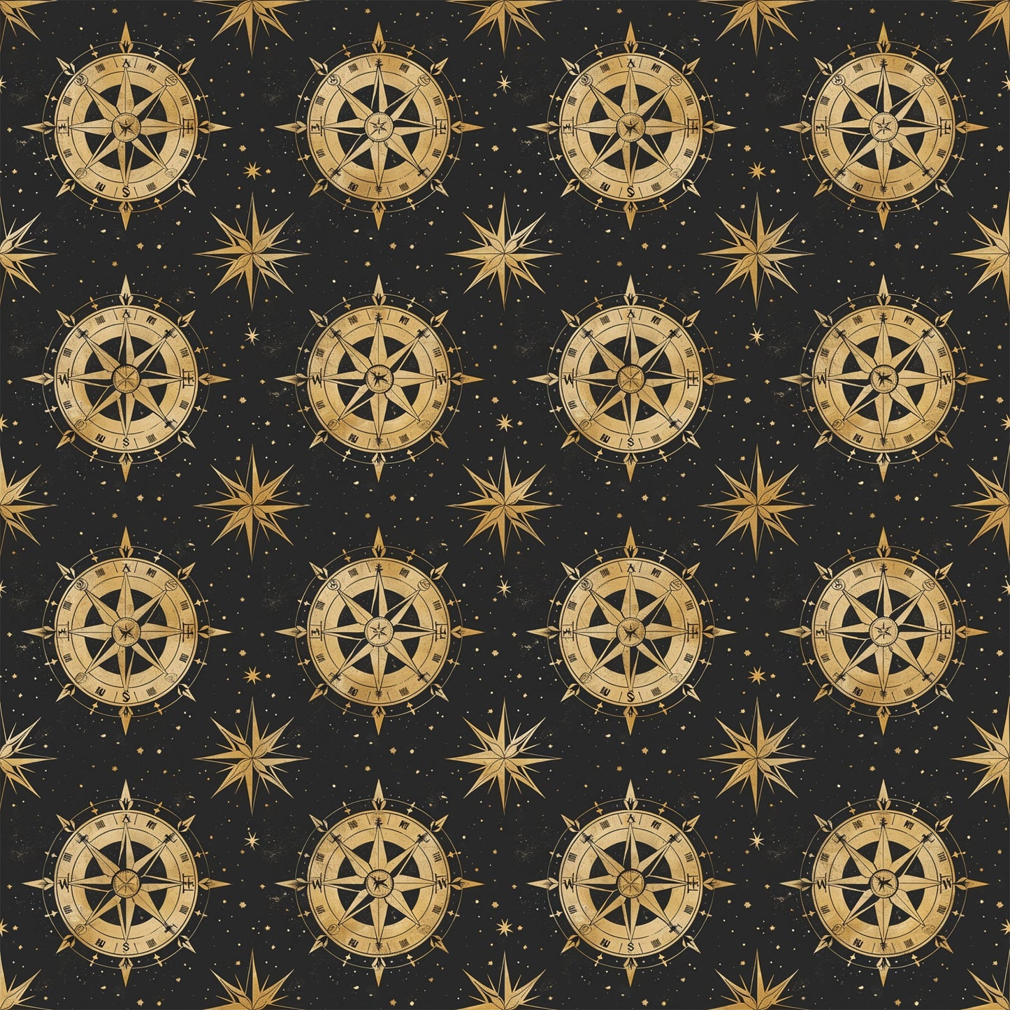 Classic Compass Rose Pattern 12 Quilting Cotton Fabric