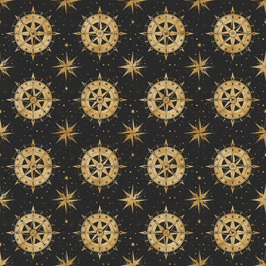 Classic Compass Rose Pattern 12 Quilting Cotton Fabric