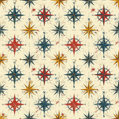 Classic Compass Rose Pattern 1 Quilting Cotton Fabric