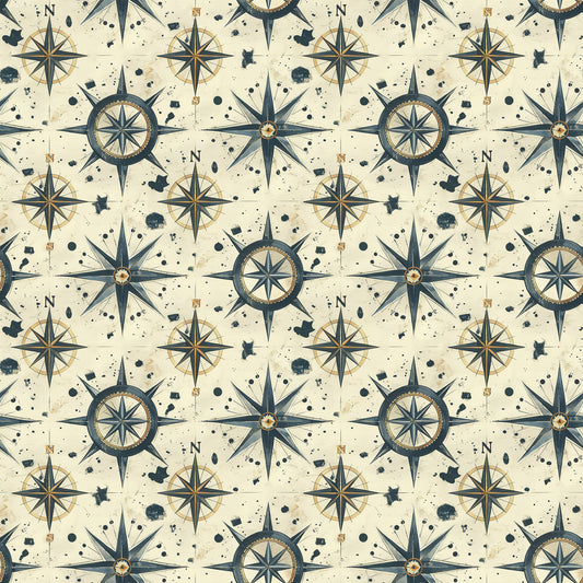 Classic Compass Rose Pattern 2 Quilting Cotton Fabric