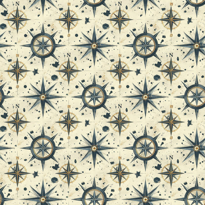 Classic Compass Rose Pattern 2 Quilting Cotton Fabric