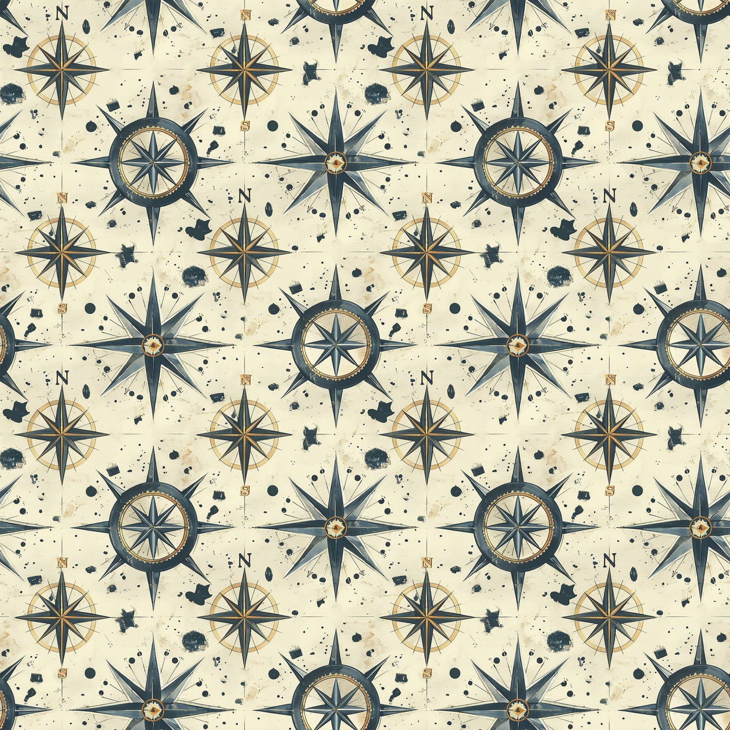 Classic Compass Rose Pattern 2 Quilting Cotton Fabric