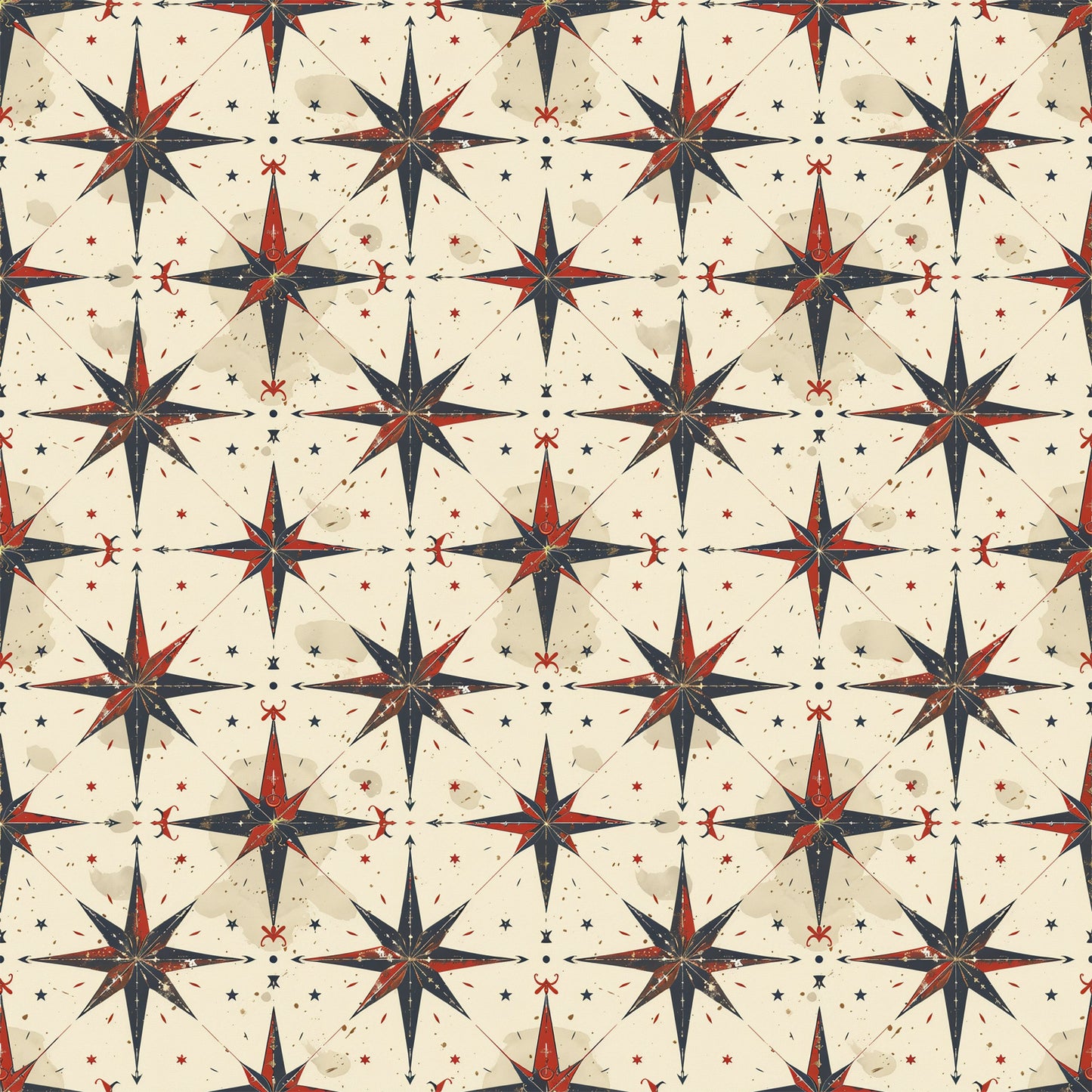 Classic Compass Rose Pattern 3 Quilting Cotton Fabric