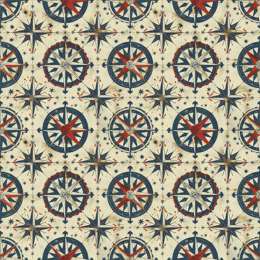 Classic Compass Rose Pattern 4 Quilting Cotton Fabric