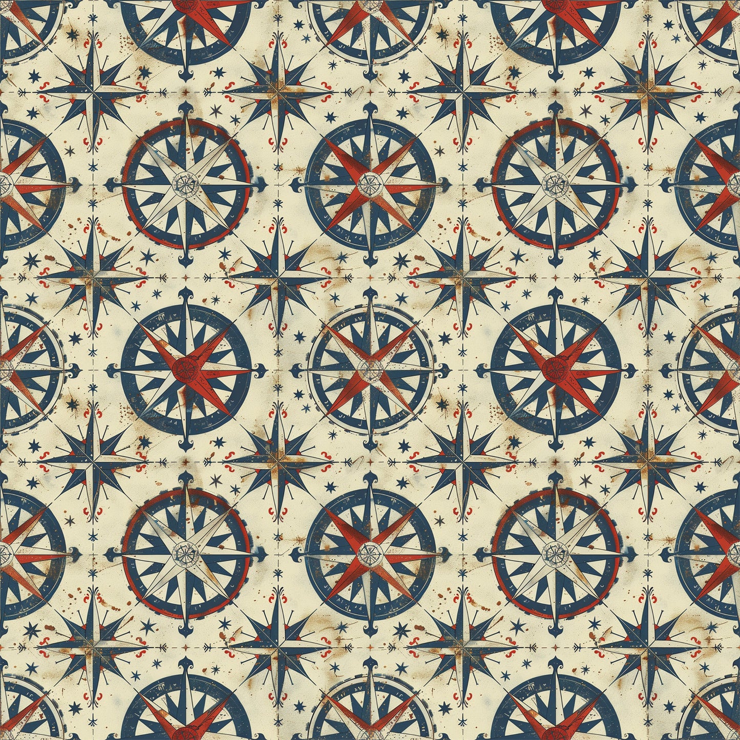Classic Compass Rose Pattern 4 Quilting Cotton Fabric
