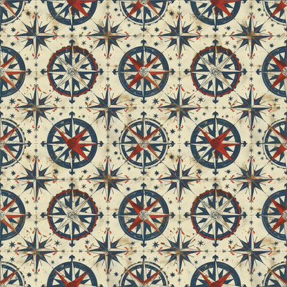 Classic Compass Rose Pattern 4 Quilting Cotton Fabric
