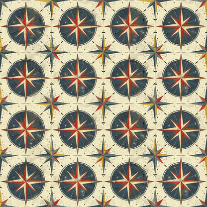 Classic Compass Rose Pattern 5 Quilting Cotton Fabric