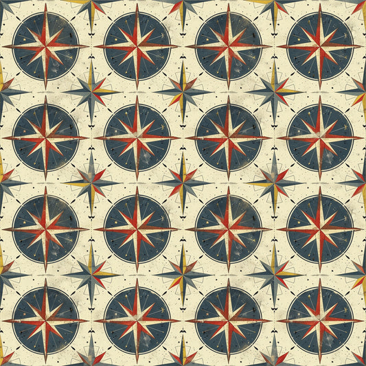 Classic Compass Rose Pattern 5 Quilting Cotton Fabric