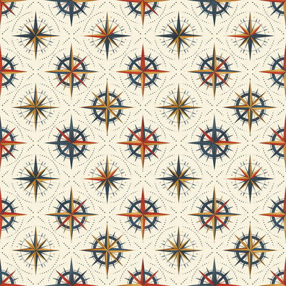 Classic Compass Rose Pattern 6 Quilting Cotton Fabric