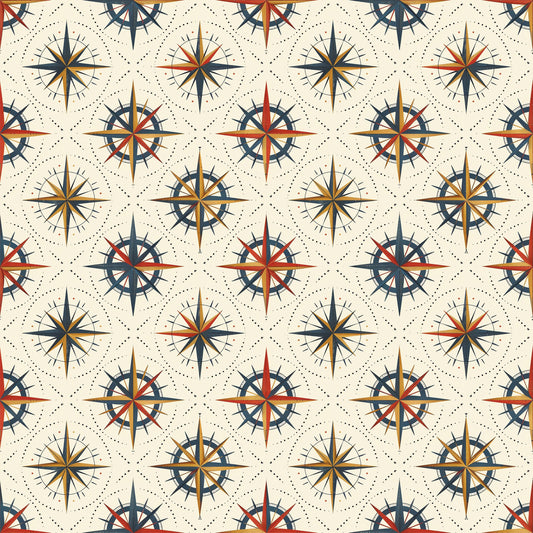 Classic Compass Rose Pattern 6 Quilting Cotton Fabric