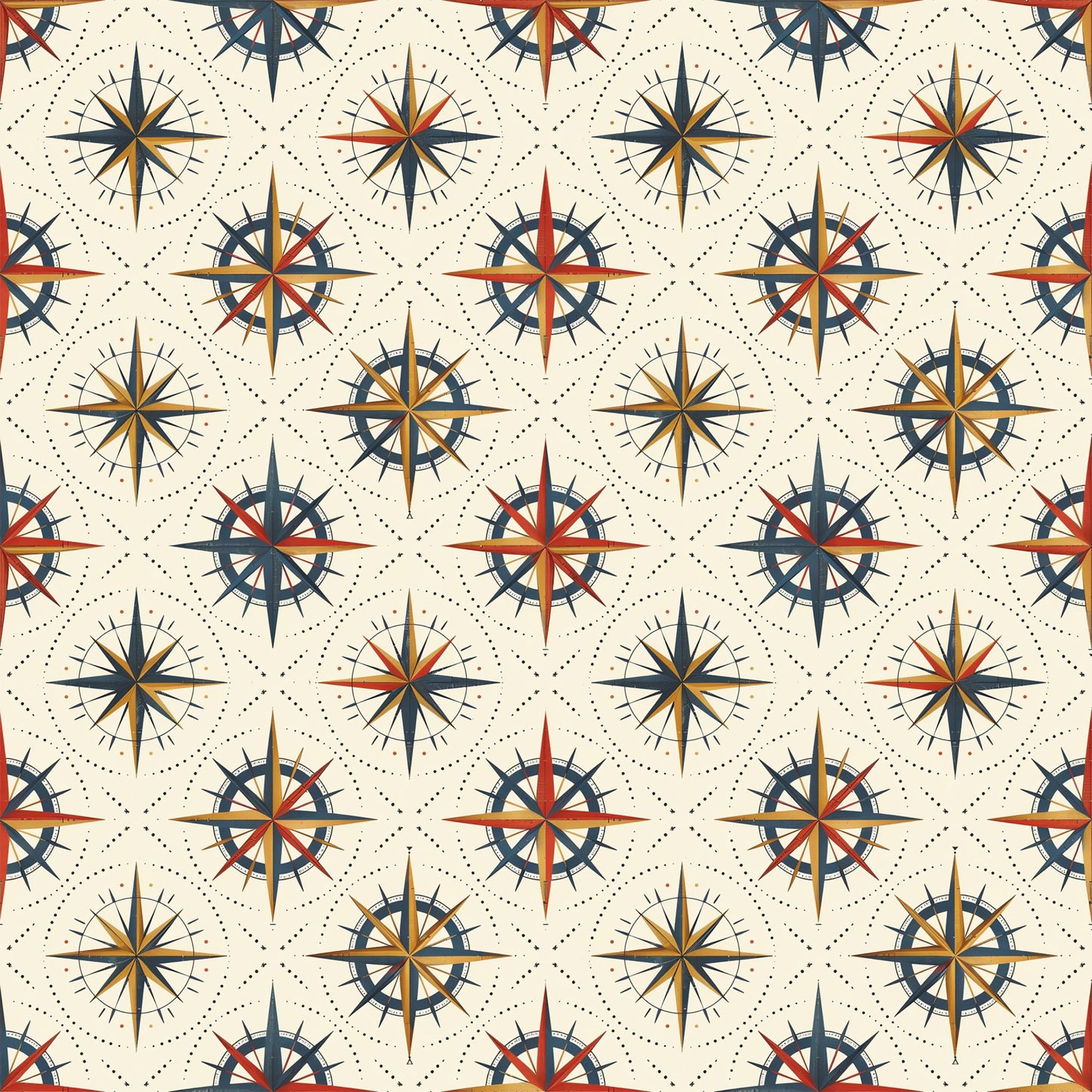 Classic Compass Rose Pattern 6 Quilting Cotton Fabric