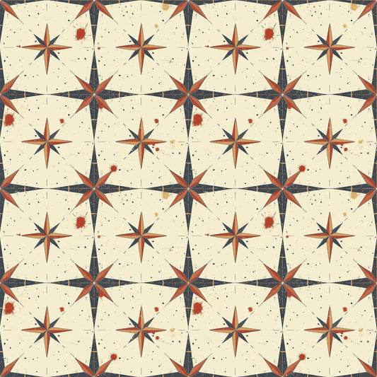 Classic Compass Rose Pattern 7 Quilting Cotton Fabric