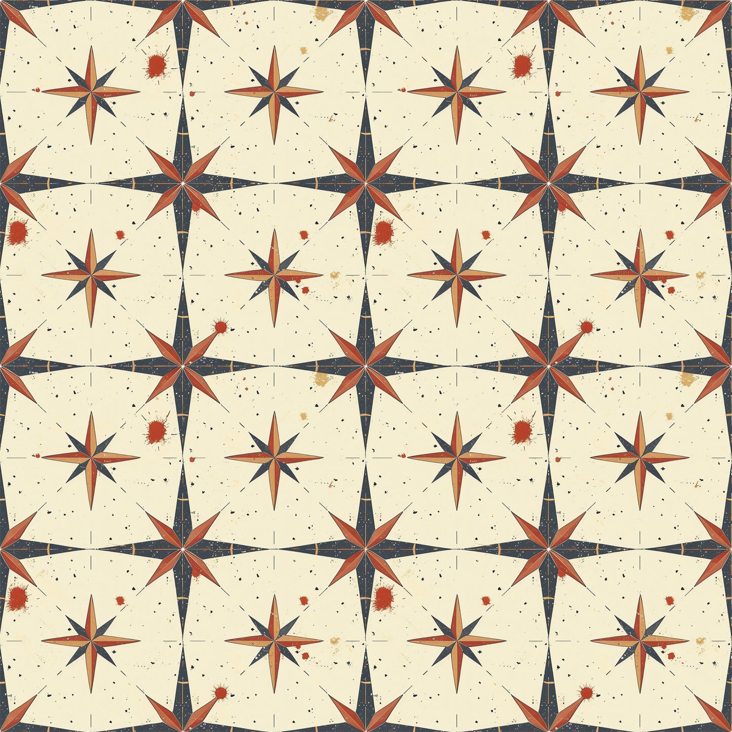 Classic Compass Rose Pattern 7 Quilting Cotton Fabric