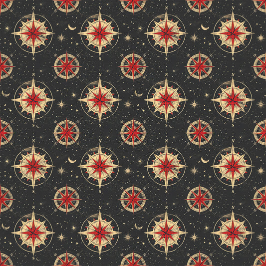Classic Compass Rose Pattern 8 Quilting Cotton Fabric